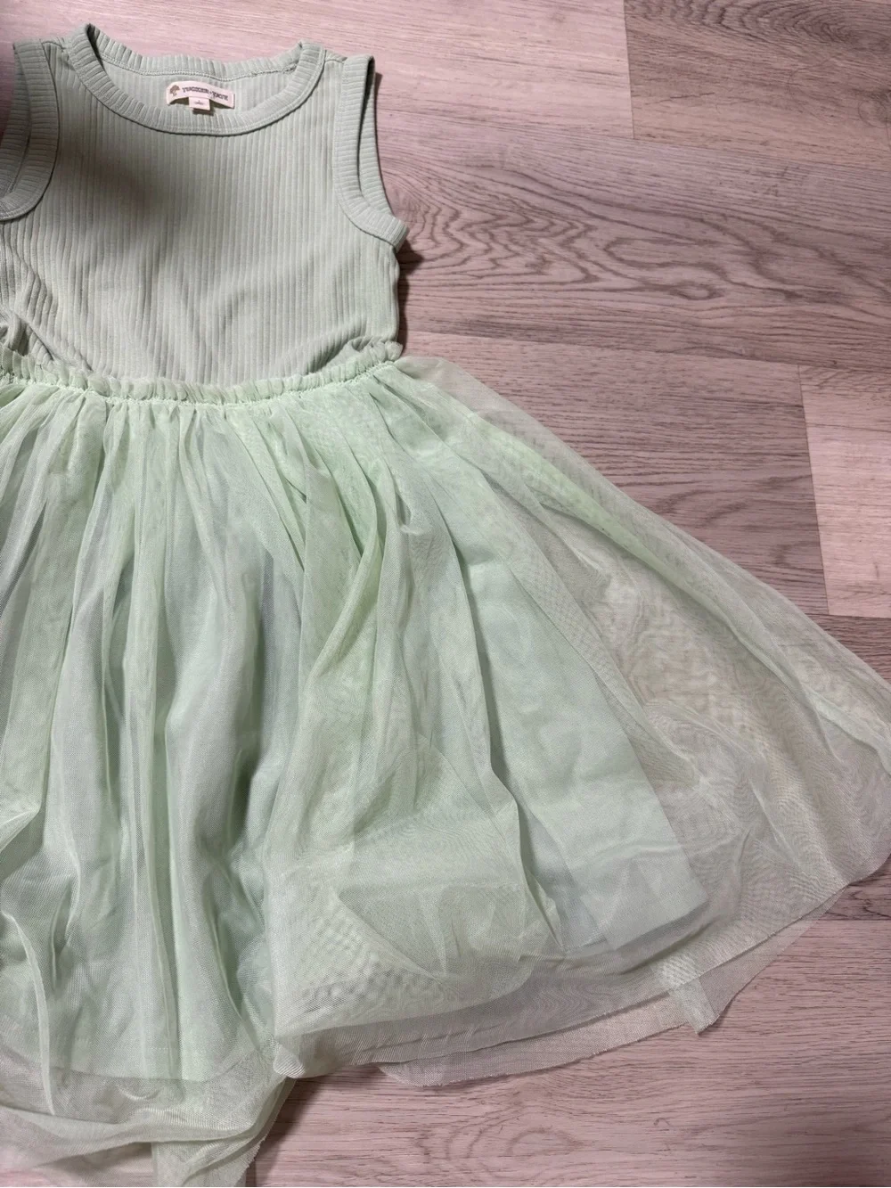 Tucker + Tate Light Green Combination Knit  Tulle Sleeveless Dress Girls Size 7